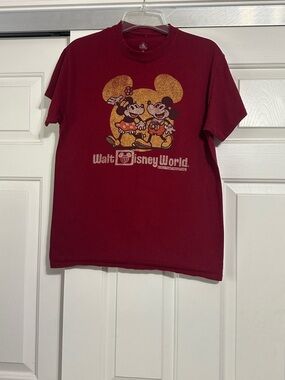 Disney Burgundy Graphic Tee with Gold Print